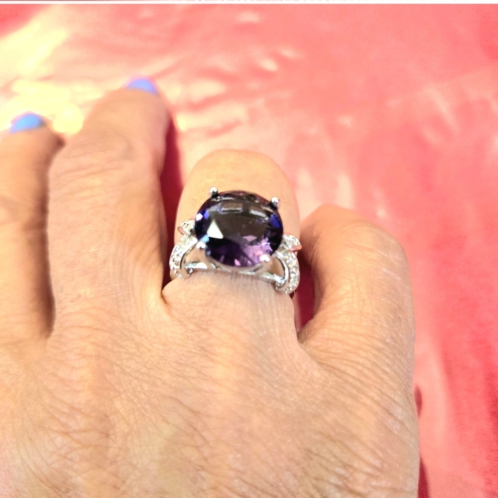 Sterling Silver Amethyst Color Ring - Picture 4 of 6